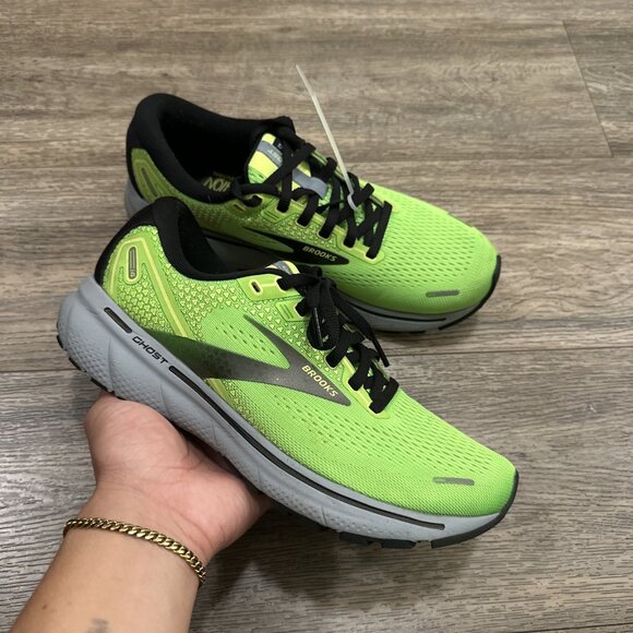 Brooks Ghost 14 Mens Size 7 Neon Green Gecko Athletic Running Shoes Sneakers